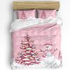 Christmas Snowman Pink Christmas Tree 3pcs Bedding Set For Double Bed Home Textile Duvet Cover Quilt Cover Pillowcase