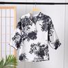 Fashion Vintage Folk Printed Shirt 2025 Summer Loose Half Sleeve Female Clothing Casual V-Neck Button Commute All-match Blouse
