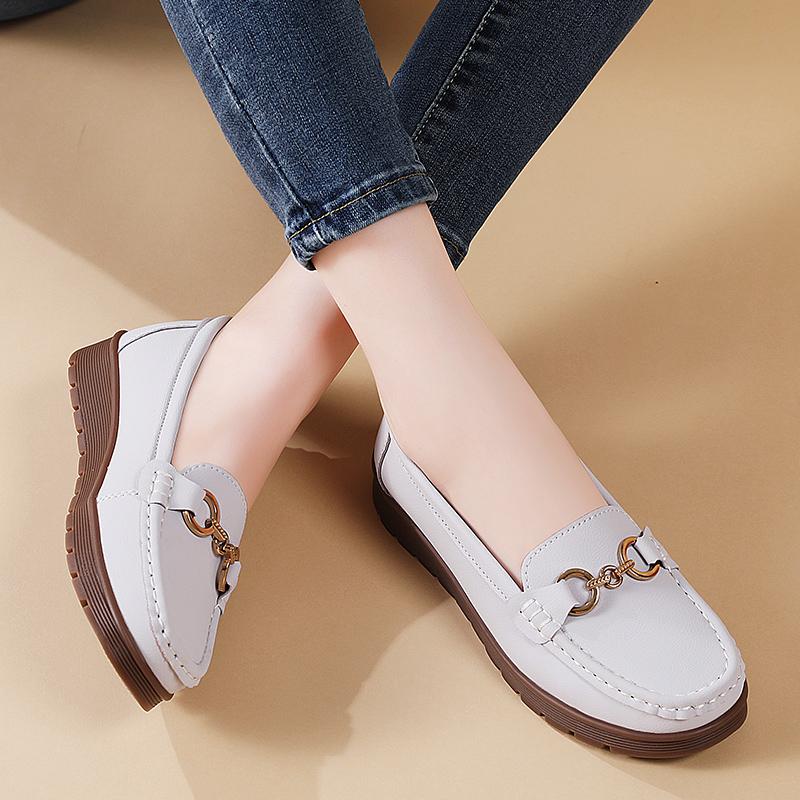 Women Moccasins Leather Shoes Driving Comfort Flats Casual Loafers Walking Maternity Shoes for Girl