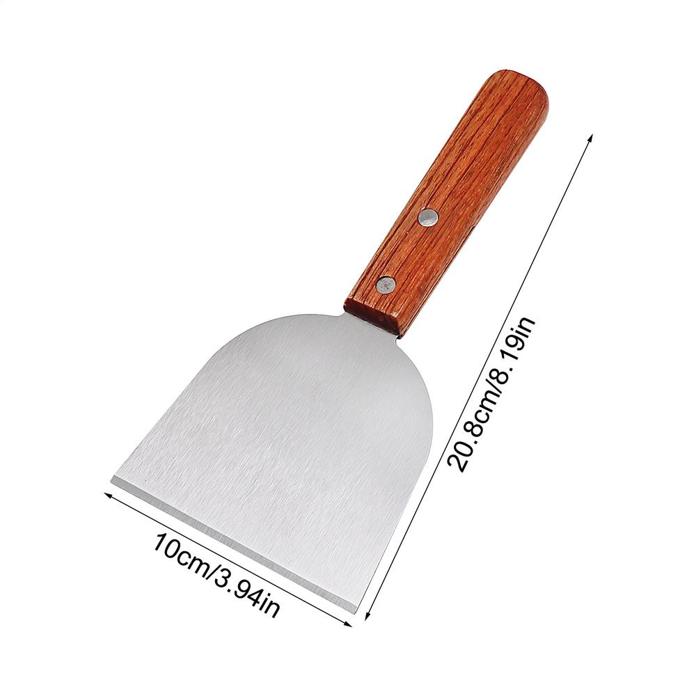 

Griddle Scraper Stainless Steel Cooking Spatula Heavy-Duty Bevel-Edged Griddle Scraper with Wooden Handle for Steak Pizza Picnic