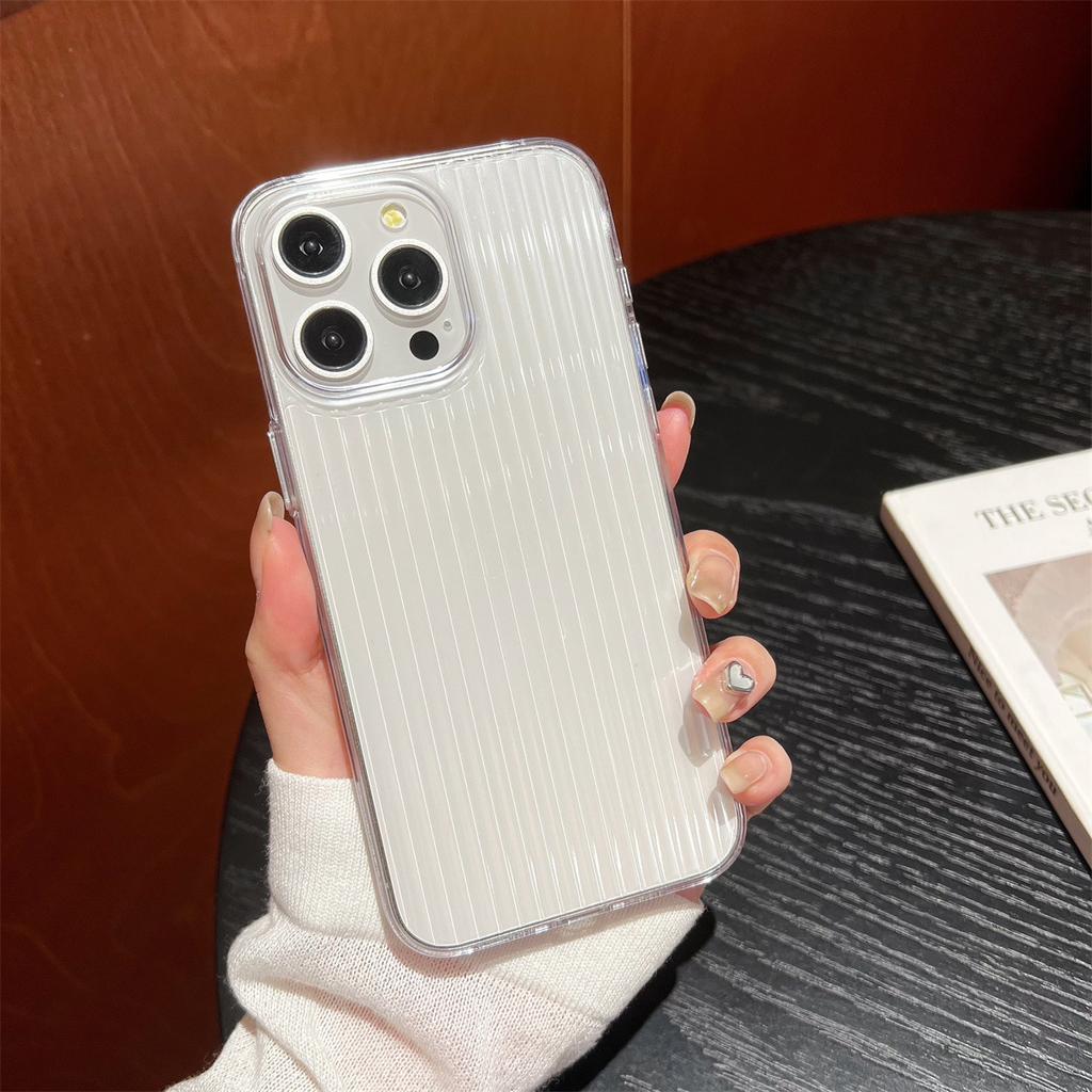 For Apple 16 Corrugated PC Does Not Turn Yellow for IPhone 15 Promax Mobile Phone Case 14 Simple Metal Buttons
