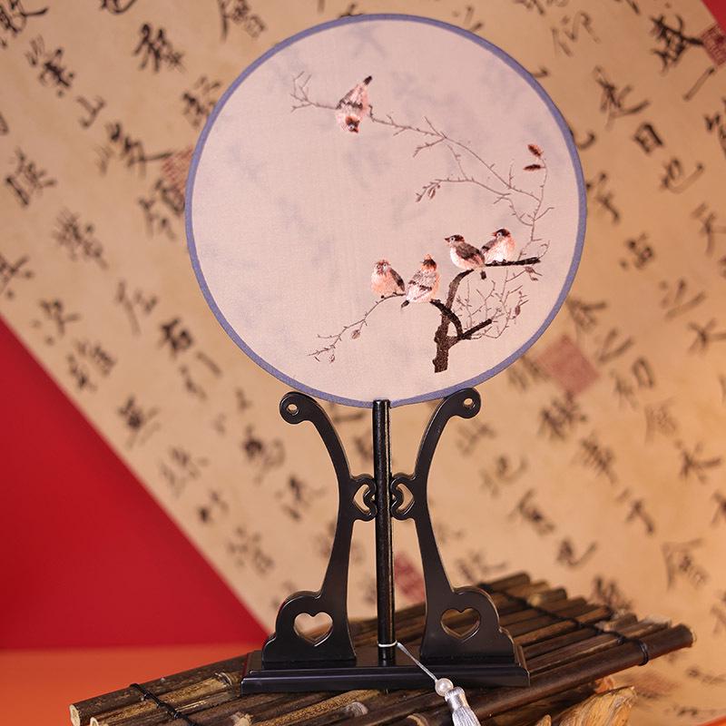 Classical Hanfu Round Embroidered Fan for Dance and Cheongsam