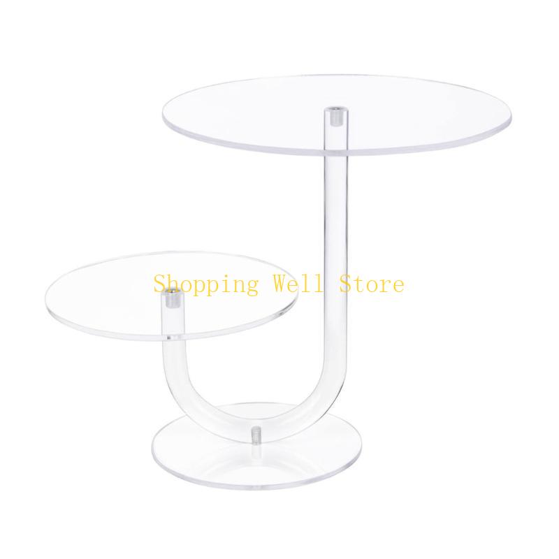 

KX4B 2 Tierd Acrylic Cake Organzier Stand Dessert Presentation Towel Rack for Wedding
