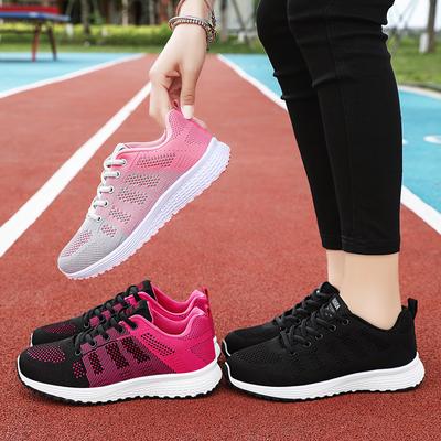 Running Shoes Women's Summer Wholesale Women's Shoes Single Shoes Casual Soft Sole Breathable and Comfortable Flying Woven Sports Shoes Women