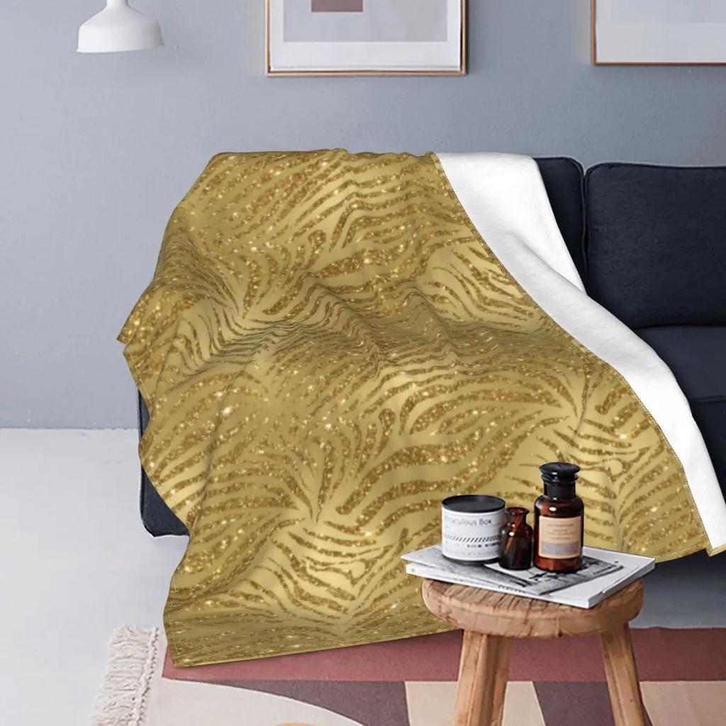 Brown Tiger Print Flannel Throw Blanket Stripes Animal Fur Pattern Comfy Fleece Blanket Warm Soft Bedspread King Queen Full Size