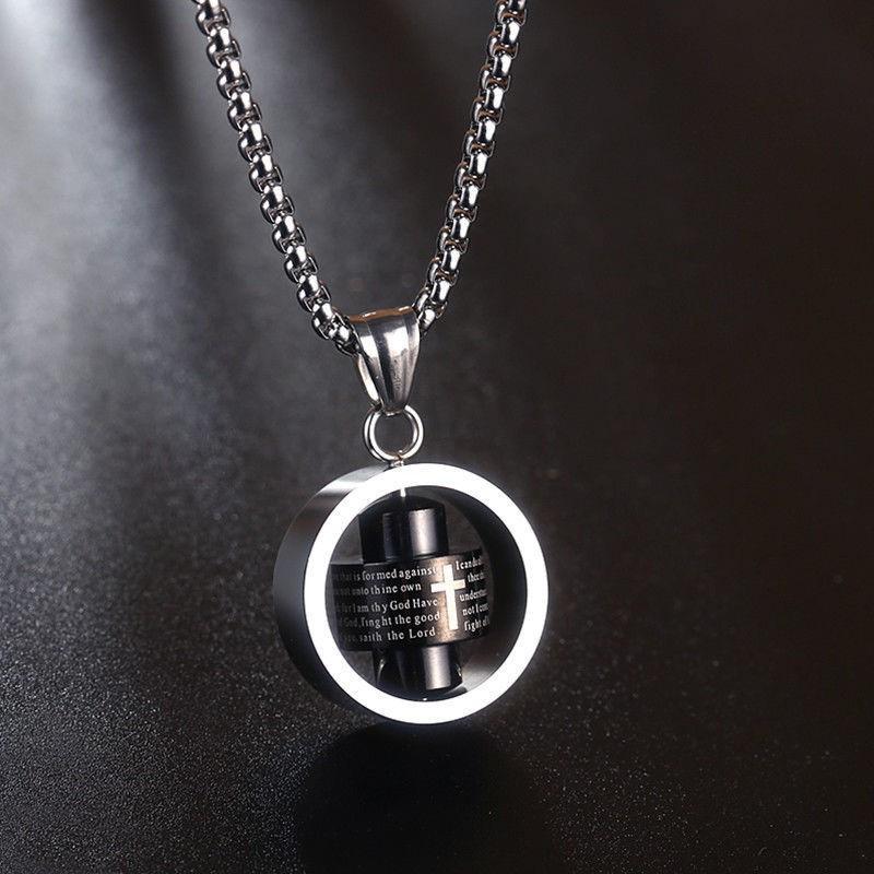 Men's Hip Hop Rotating Titanium Steel Cross Pendant Necklace