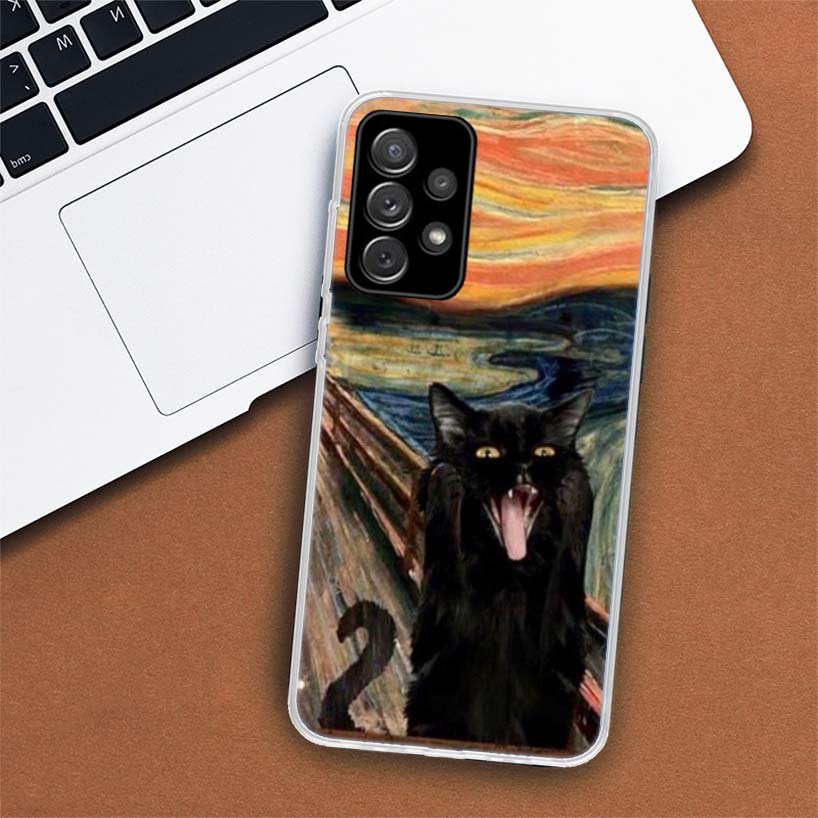 Black Cat Cartoon Cute Phone Case For Samsung Galaxy A55 A54 A53 A52 A15 A14 A13 A12 A35 A34 A33 A32 A25 A24 A23 A22 A04S A03S A