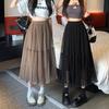 Mesh Midi Skirt for Women In Spring and Summer High Waist Slimming Effect Medium To Long Style Pleated Skirt Loose and Stylish Gauze Skirt