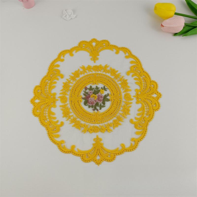 28 Cm Lace Coaster Embroidery Retro Lace Placemat Dust Cover Towel Coffee Table Mat Decoration