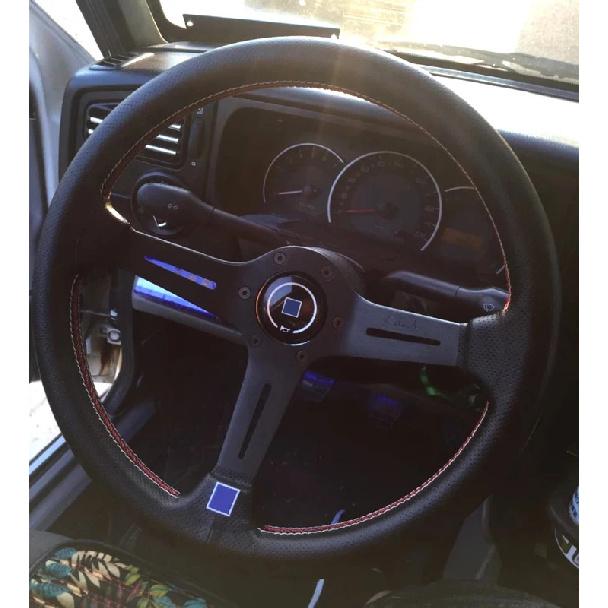 Spceddy Für Lenkrad 14 Zoll 350mm Perforiertes Leder Konkav Auto Sportlenkrad