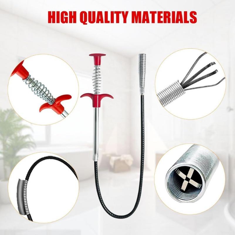 Drain Clog Remove Tool With 4 Claws Bendable Hose Pickup Reaching Assist Tool for Home and Kitchen Sink, Drains, Toilet