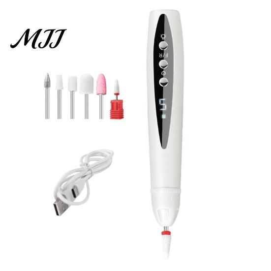 Adjustable Speed Nail Drill 2-In-1 Electric with 5 Bits, 5-Speed Cordless Manicure File Compact Care Tool UV LED Lamp, USB Rechargeable for