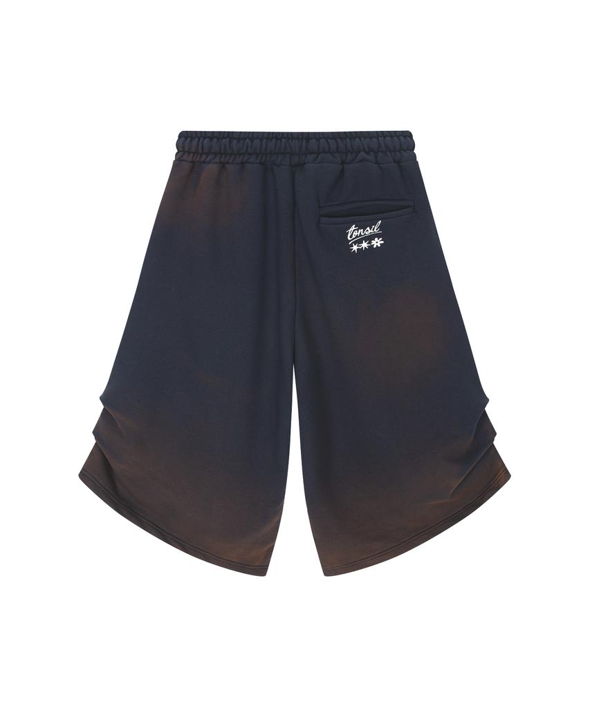 TONSIL Pintuck Washed Long Bermuda Pants Navy