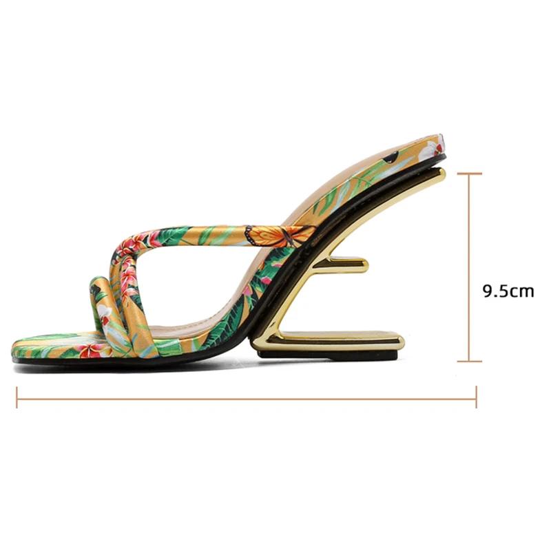 Eilyken Farbe Hohe Pantoffeln Sexy Flache Sandalen Damen Sexy Mode Offene Zehen Ausgeschnittene Keilabsätze Damenschuhe