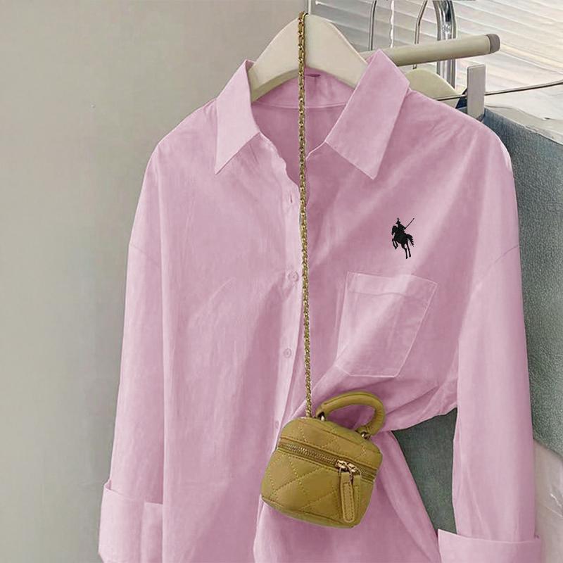 Casual Simple Long Sleeve Button Solid Color Shirt Women 2025 Autumn and Winter