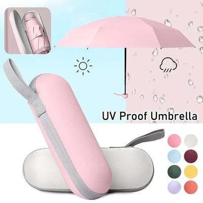 Mini Capsule Umbrella Portable Solid Color Girls Sunshade and Rain Dual Use Protection Pocket Umbrella Ultraviolet Proof