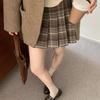 Retro Wool Blend Plaid Midi Skirt: Autumn/Winter, Plus Size, Pleated A-Line, Tummy Control, Anti-Exposure Mini Skirt