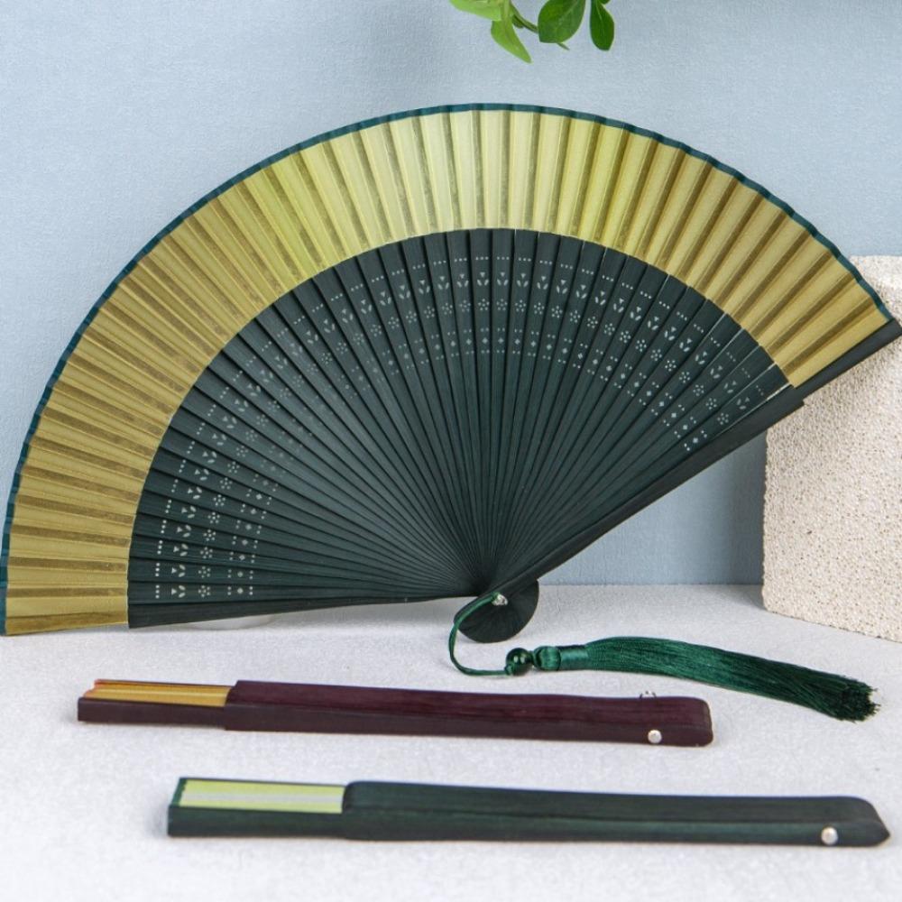 Ancient Cheongsam Fan Bamboo Rib Dance Hand Fan Portable Cherry Blossoms Folding Fan  Summer