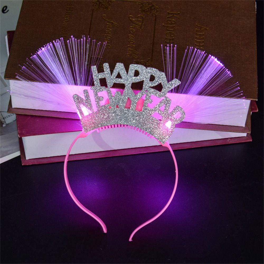 Letter LED Glow Headpiece LED Glow New Year Headdress 2024 Happy New Year Headband  New Year Gift