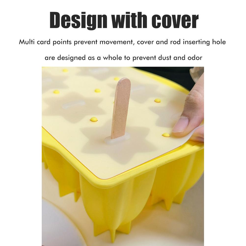 6 Cavity Carambola Silicone Ice Cream Mold with Lid DIY Ice Lolly Mold Popsicle Ice Mould