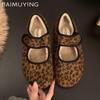 Fur Leopard Shallow Shoes Suede Casual Women Flats Boots Woman 2025 Trend Winter Designer Fashion Short Plush Snow Female Botas