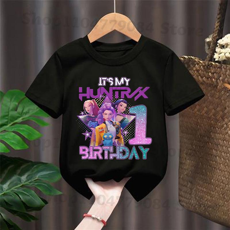 Kpop Demon Hunters CuteT-shirts for Children Cartoon Number Printed Short-sleeved Top Girls Summer Fashion T-shirt Birthday Gift