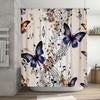 Modern Flower Music Note Shower Curtain for Bathroom Decor Black Butterfly Design, Waterproof Fabric, Perfect Gift Idea (White)