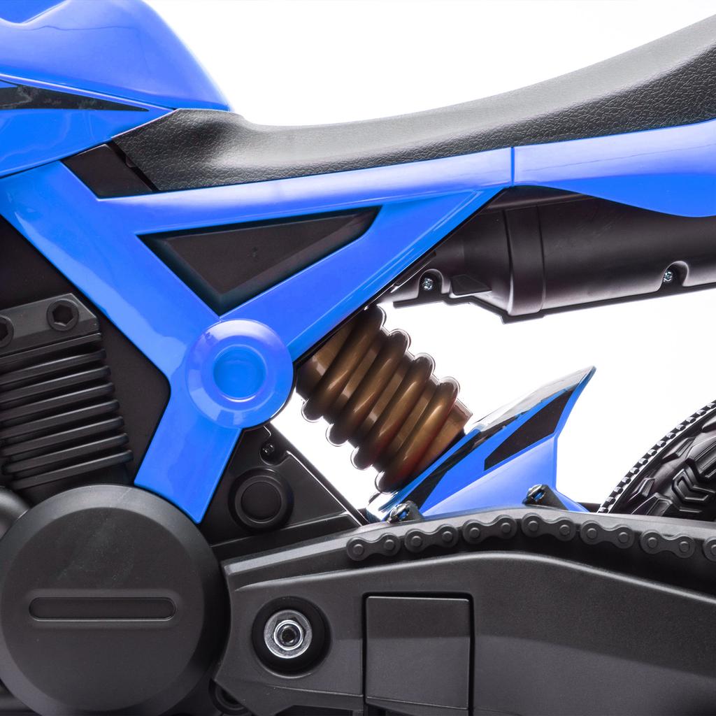 Elektrisches Motocross-Fahrrad für Kinder, Alter 3-8, 6 V, 2 Motoren, Stützräder, 30 kg Traglast, Blau