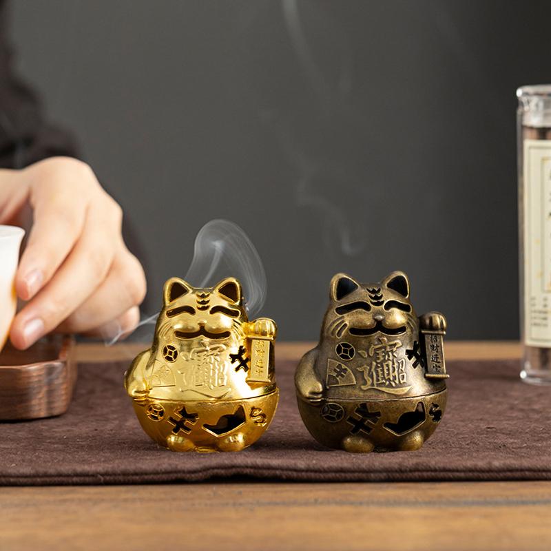 Vintage Alloy Incense Burner Stick Holder Three Legged Hollow Out Mini Sandalwood Censer Incense Burner Home Decoration