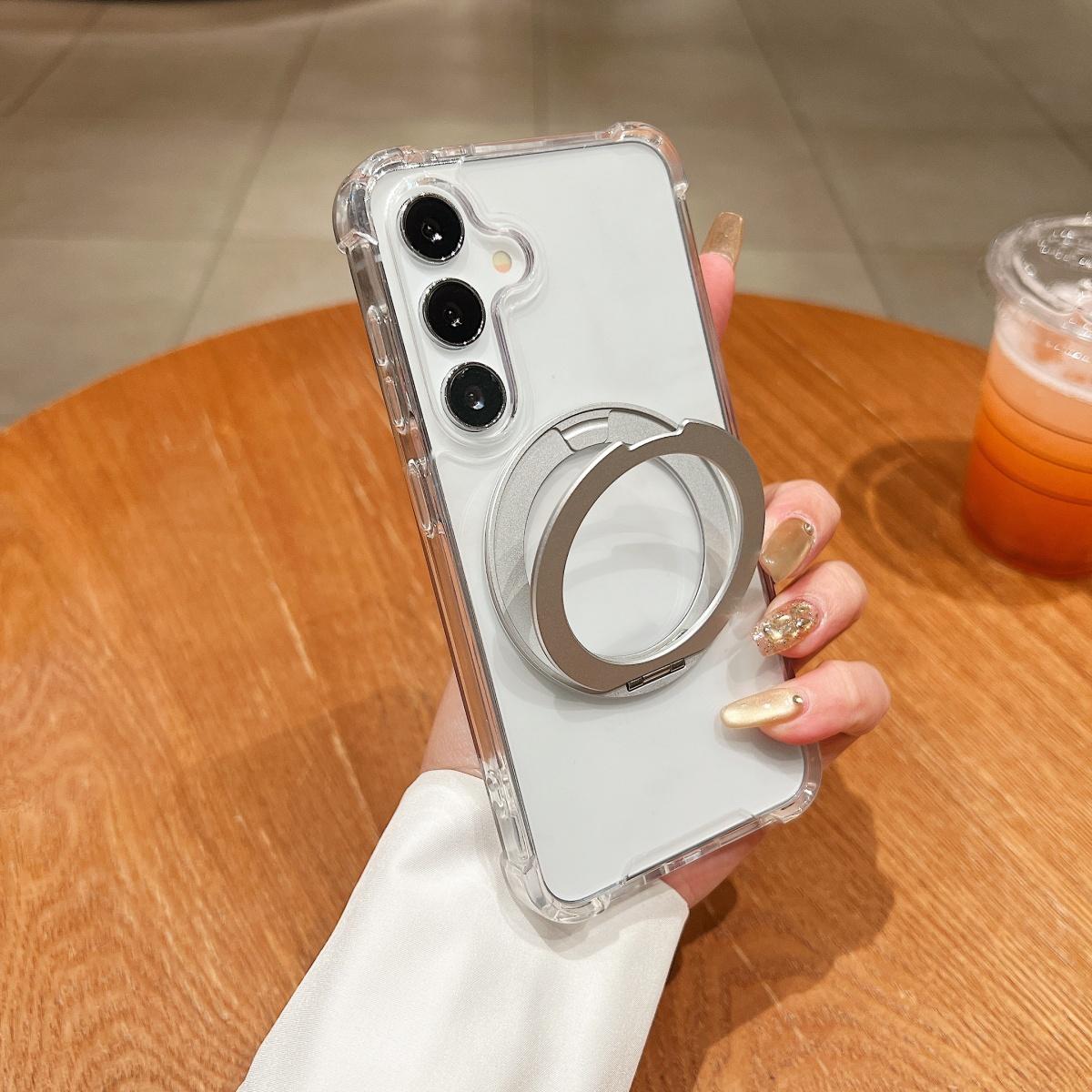 

360° Rotate Stand For MagSafe Magnetic Phone Case For Samsung S26 S25 S24 S23 FE S22 Ultra Plus A37 A17 A56 A36 A26 Clear Cover Galaxy S22 5G