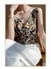 Women's 24-Year Printed Silk Camisole - Round Neck and V-Neck Satin Mulberry Silk Top for Summer Suit Layering