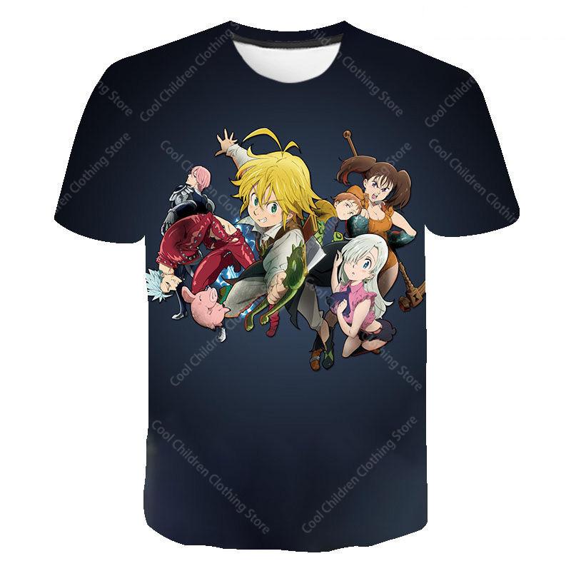 Seven Deadly Sins Cartoon Anime Game Print Summer T Shirt Fashion Kids Casual Boys Girls Round Neck Parent child clothing Top