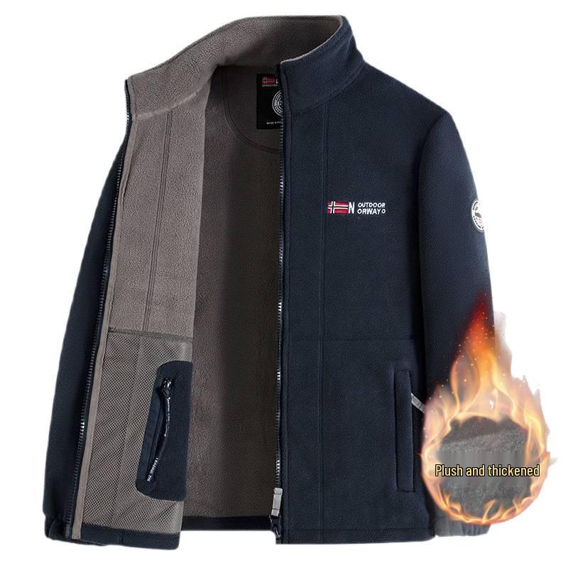 High-Quality Thickened Norwegian Stand Collar Embroidered Fleece Cotton Winter Jacket