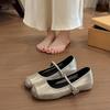 With skirt Mary Jane shoes single shoes women's spring and summer new flat beanie shoes silver small leather shoes