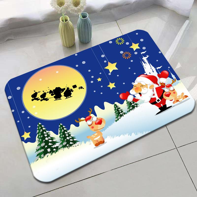 Christmas Floor Mat Festive Atmosphere Feeling Absorbent Non-slip Foot Mat Household Door Floor Mat