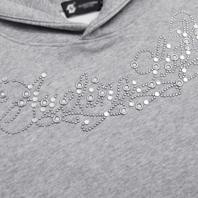 Mens Oversized Hooded Sweatshirt With Rhinestone Embellishment Streetwear Casual Long Sleeve Top Fall