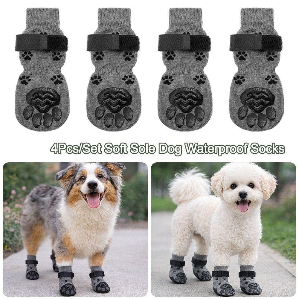 4Pcs/Set Anti-slip Dog Socks Waterproof Pet Paw Protector Portable Dog Foot Cover  Pet Supplies