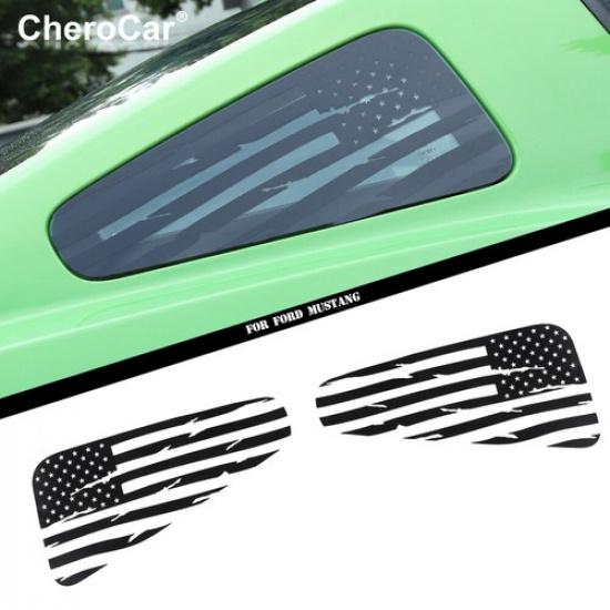 Rear Quarter Window Flag Sticker Trim Decal For Ford Mustang 2008-2014 Black