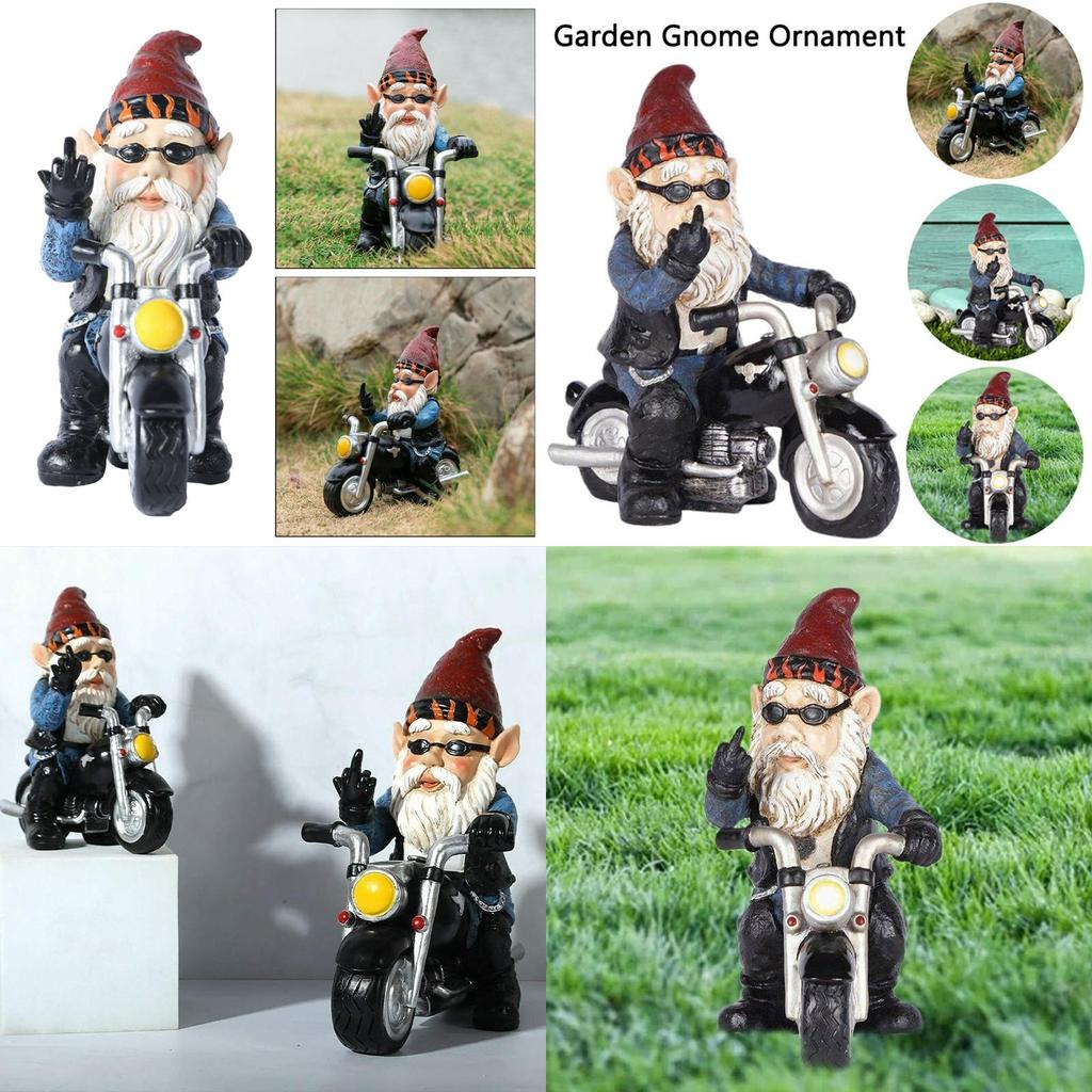 Novelty Garden Gnomes Statues Motorcycle Dwarf  Ornaments Outdoor Decor Naughty