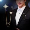 [HF]Hot Women Men Star Chain Brooches Pins Fashion Vintage Metal Rhinestone Jewelry Pendant Women's Men's Party Brooch Gift