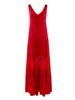 Women's V-Neck Red Dress for Travel and Vacation: Beach, Desert, and Grassland Style (F2105)