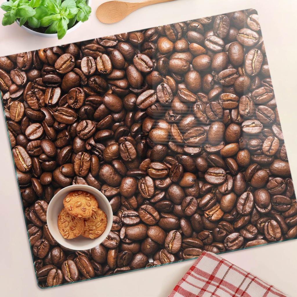Durable and Stylish Glass Kitchen Backsplash with Coffee Bean Pattern 60X52 Cm