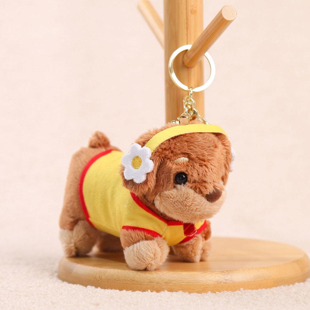 Plush Dachshund Dog Keychain With Tie Design For Girls Bag Decoration And Gift
