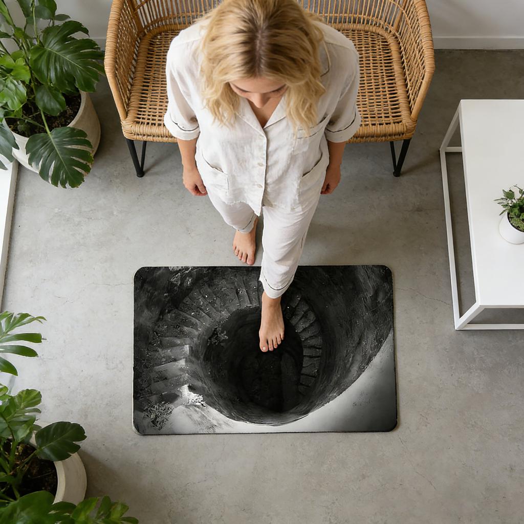 Front Door Mat Indoor Outdoor Entrance, 3D Optical All,Weather Doormat, Optical Rug Ground Crack Rug 3D Rugs, Easy Clean Patio Porch