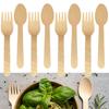 100pcs Wooden Fork Spoon Home Restaurant Dessert Coffee Shop Party Tableware for Salad Noodles Cake Fruit Lightweight Tool XJM