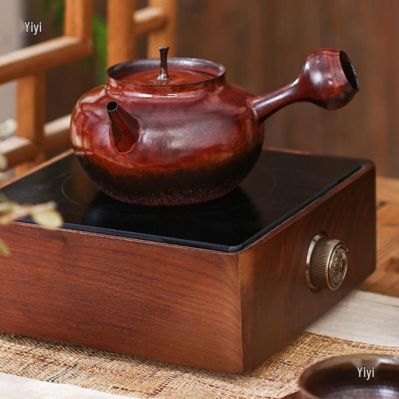 Mingde Red Clay Electric Tea Kettle - Handmade Chinese-Style Pot with Jump Lid for Healthy Brewing