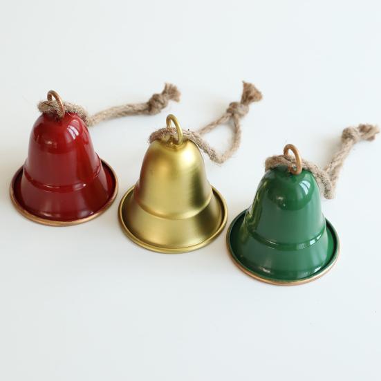 Yousheng Rustic Metal Christmas Bell Large Red Green Golden Jingle Bell Christmas Tree Hanging Decor Vintage Handmade Wind Chime for Tree Wreath Door