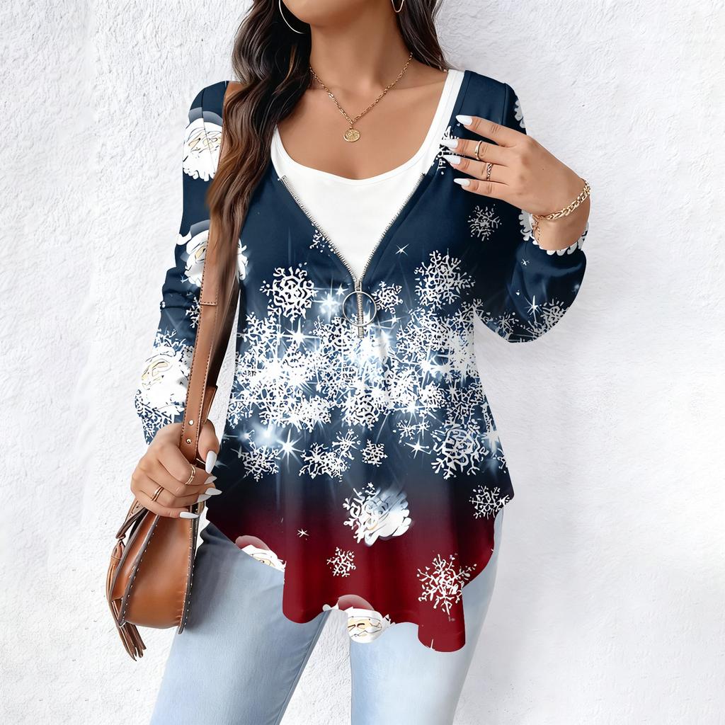 Women's Fashionable Casual Long Sleeved Loose Oversized Printed Top