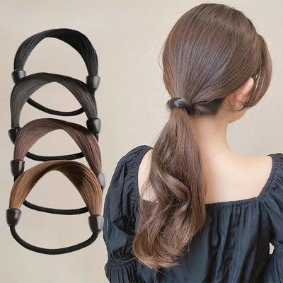 Gumička vyrobena z simulace vlasů Provaz paruka Hlava Móda Ženy Paruka Kroužky do vlasů Rovná spona do vlasů Culík Vysoce elastická šňůrka do vlasů