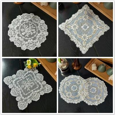 Europäische Tischset Untersetzer Spitze Stickerei Tischset Kaffee Teelampe Massivholz Möbel Anti-Rutsch-Pad Schmuck Tuch Weihnachten